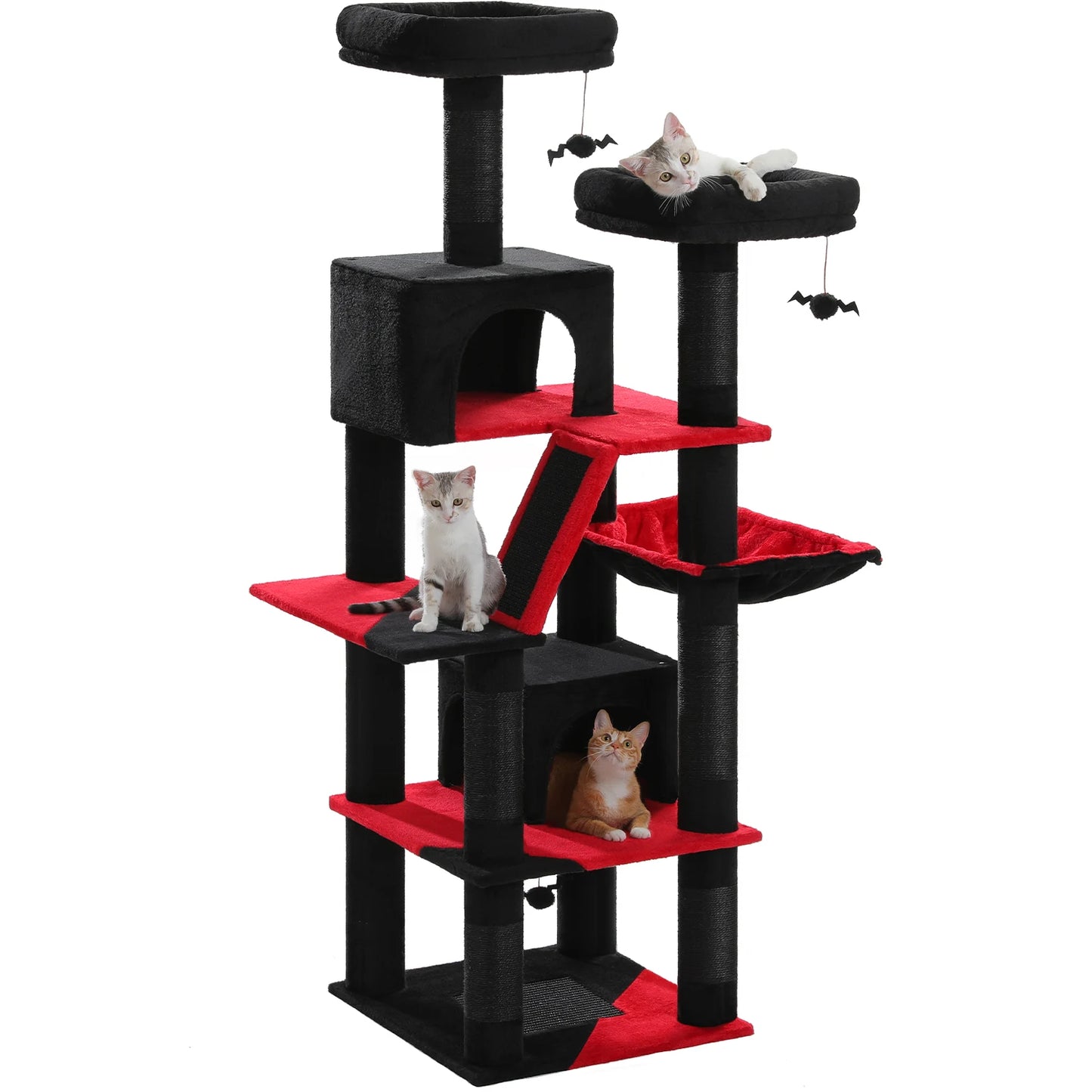 Large Cat Tree, Tall Multi-Level Condo with Scratching Posts, Perches, Caves