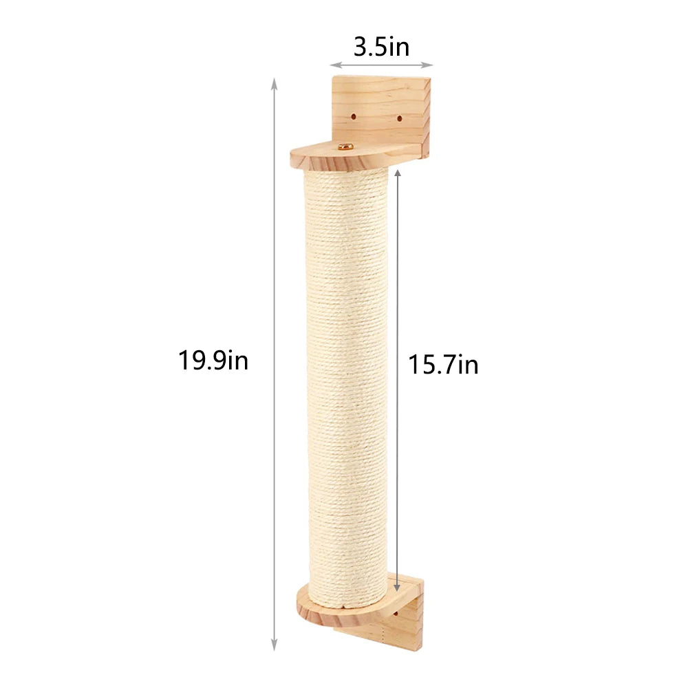 Wall-Mounted Cat Climbing Shelf with 4 Steps, Sisal Scratching Post, Pet Tower