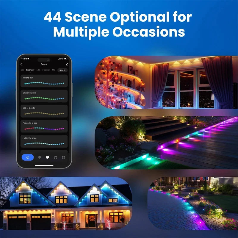 90 LED Smart Eaves Lights – RGB Outdoor String for Halloween & Ambient Lighting