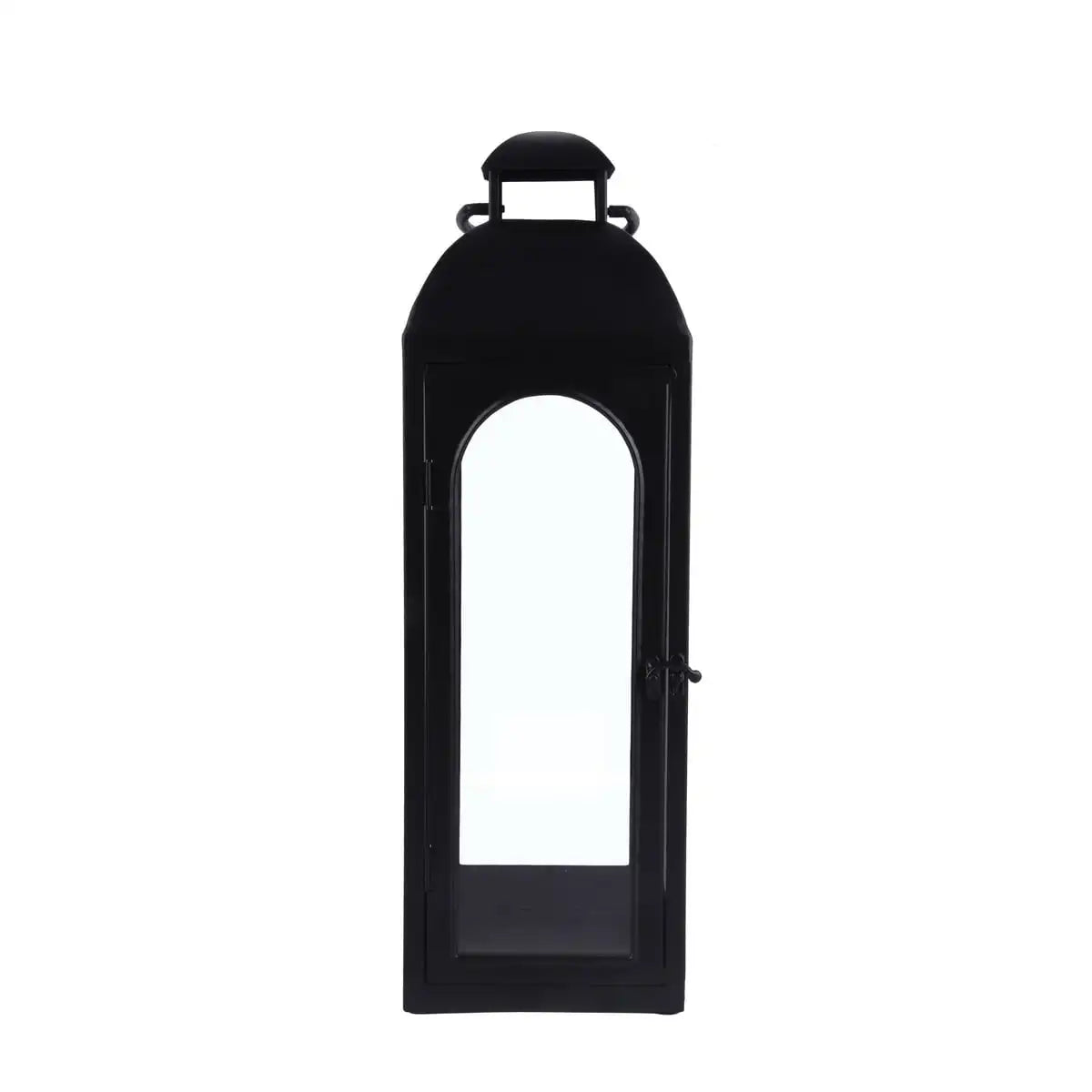 20" Decorative Black Metal Pillar Candle Holder Lantern, Large