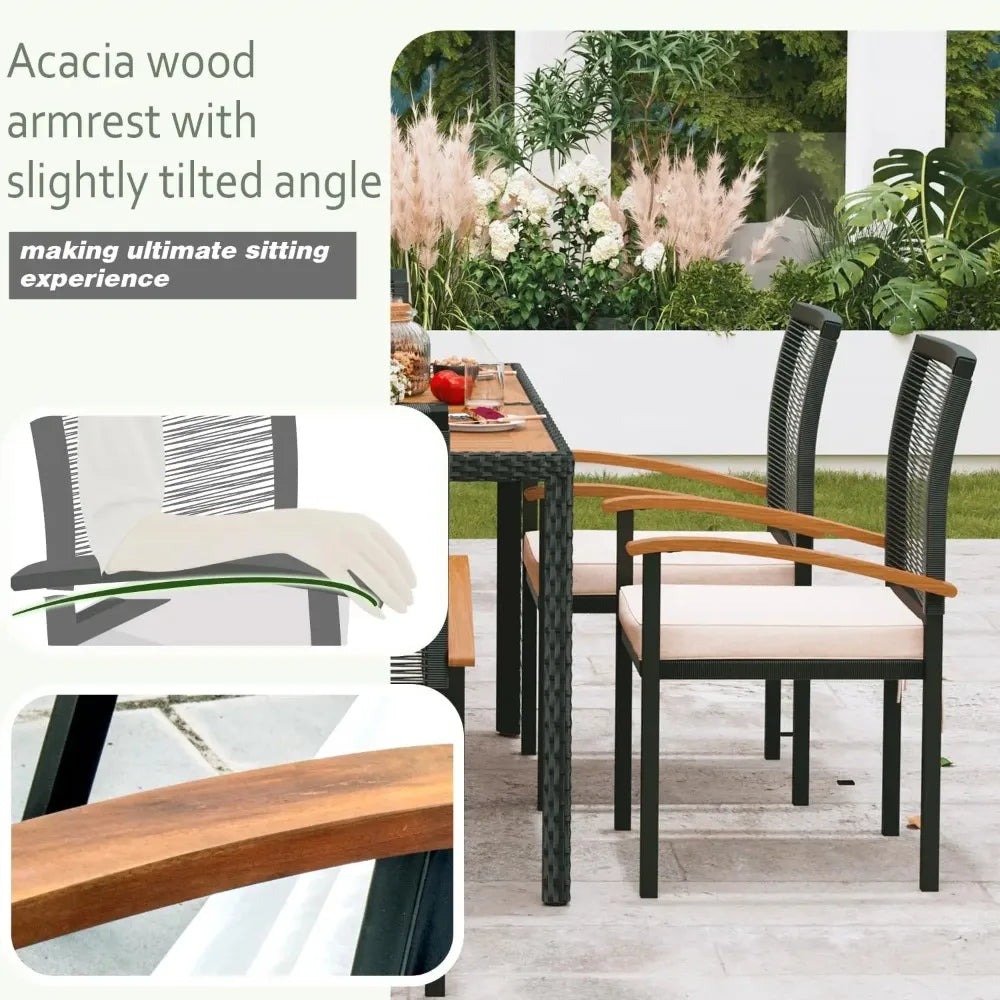 7-Piece Wicker Patio Dining Set – Table & Chairs for Outdoor Garden