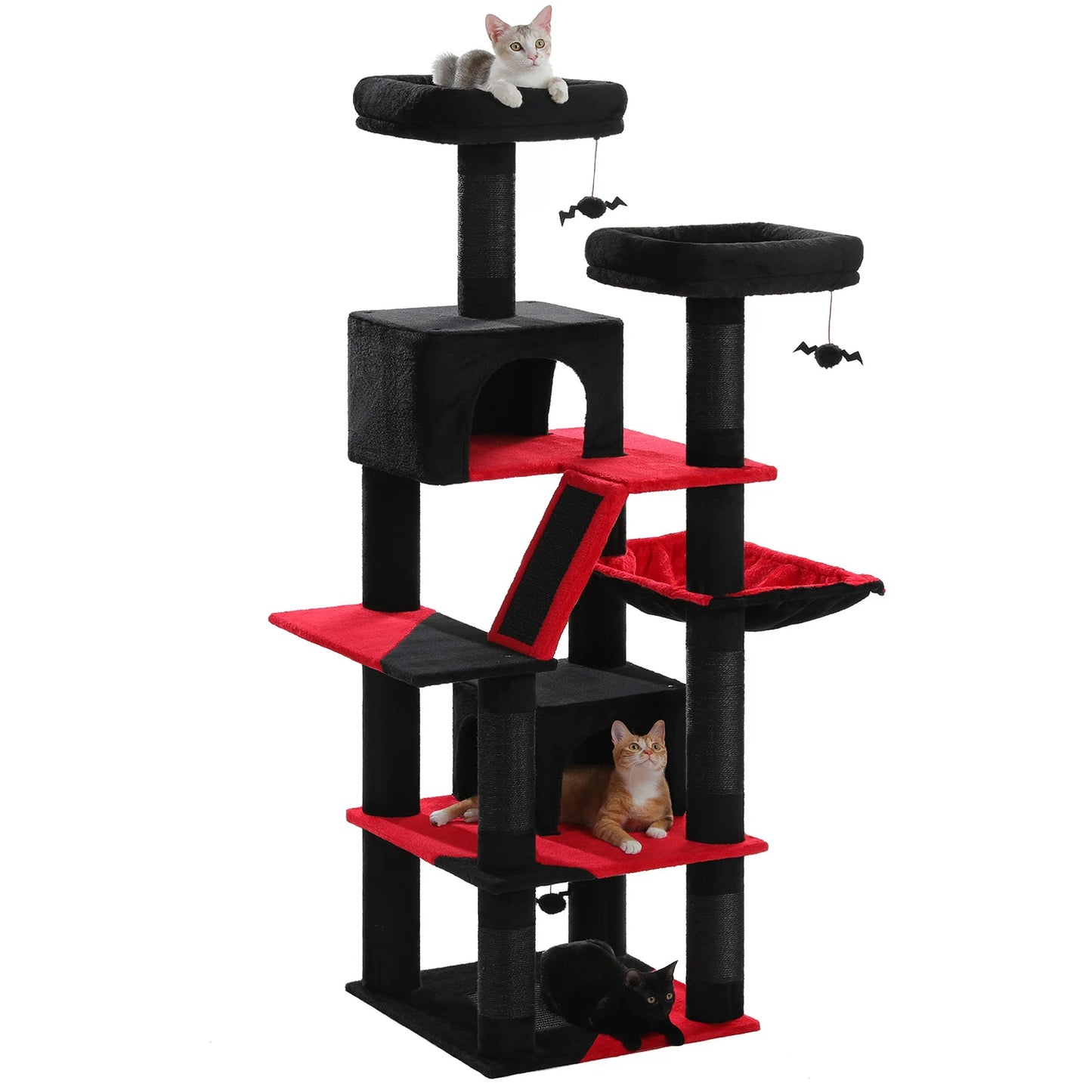 H180CM Large Cat Tree, Multi-Level Tower with Sisal Scratching Post & Hammock