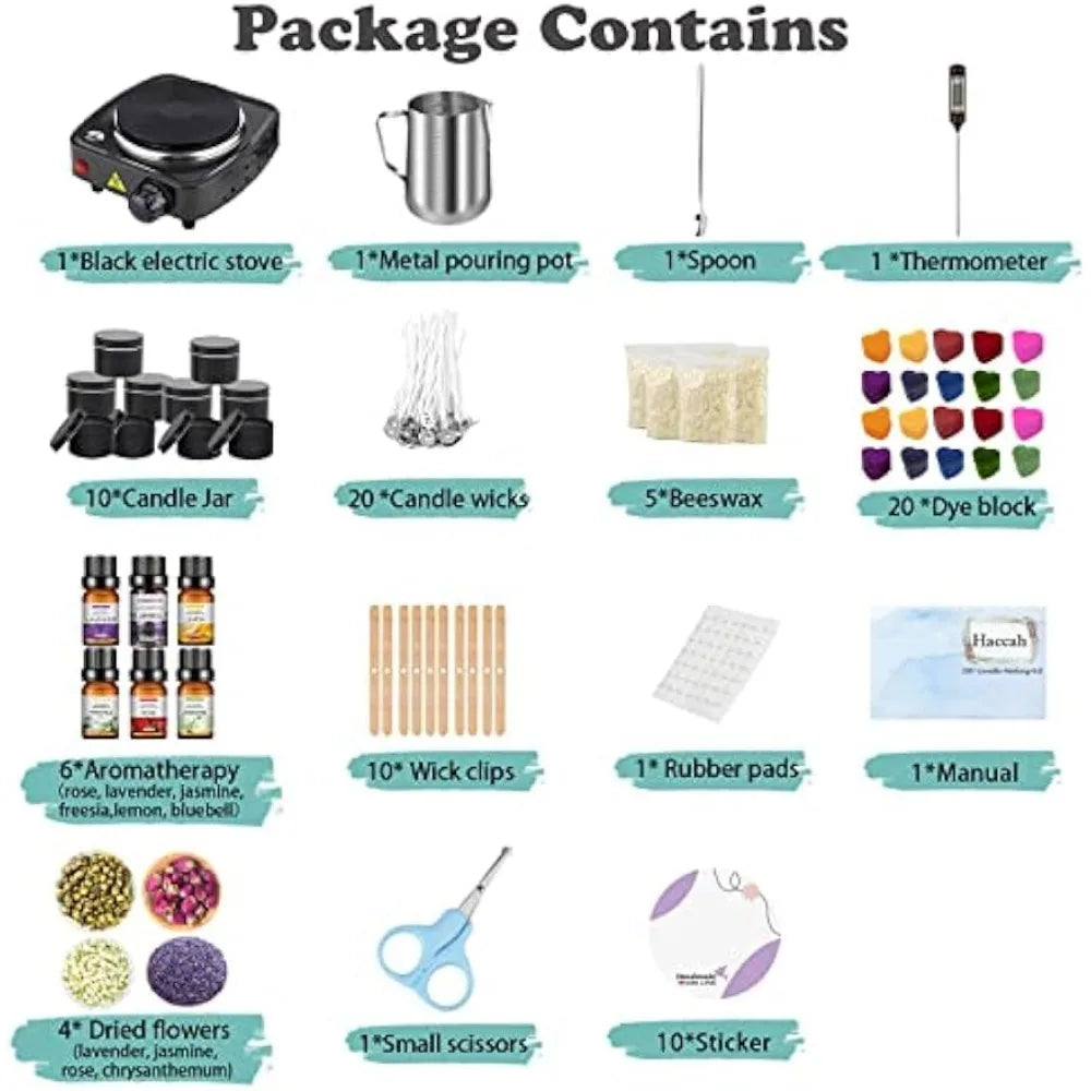 Candle Making Kit with Wax Melter, DIY Supplies for Kids & Beginners, 500W