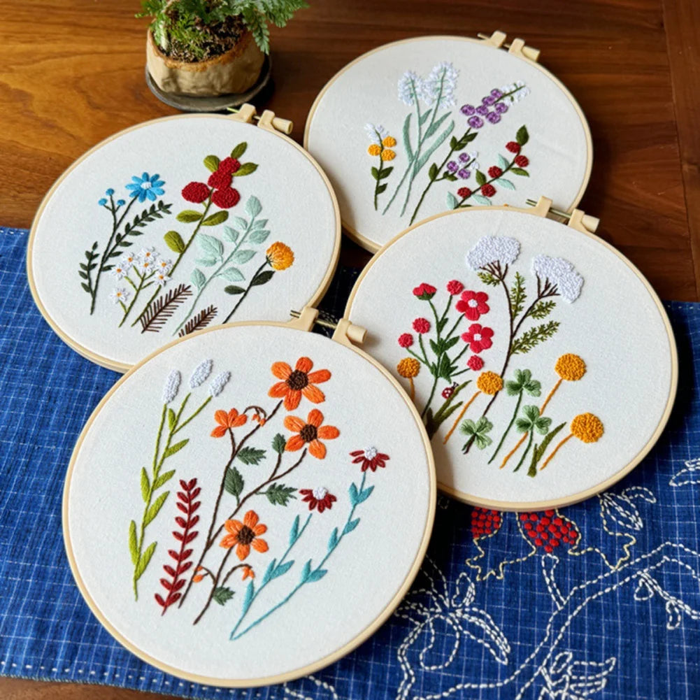 3-Piece DIY Embroidery Kit – Floral Patterns, Beginner-Friendly Cross Stitch
