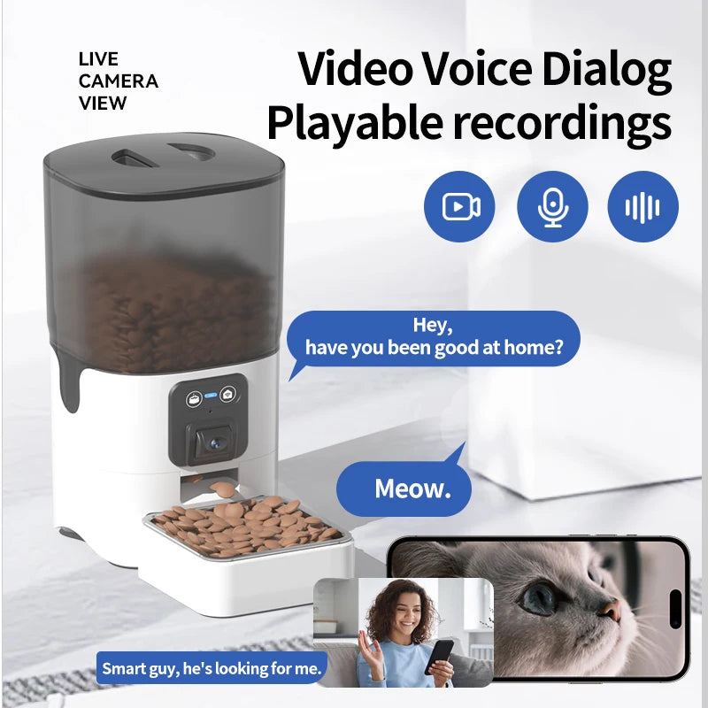 Automatic Pet Feeder for Cats & Dogs, Timed, Quantitative, with Video Option