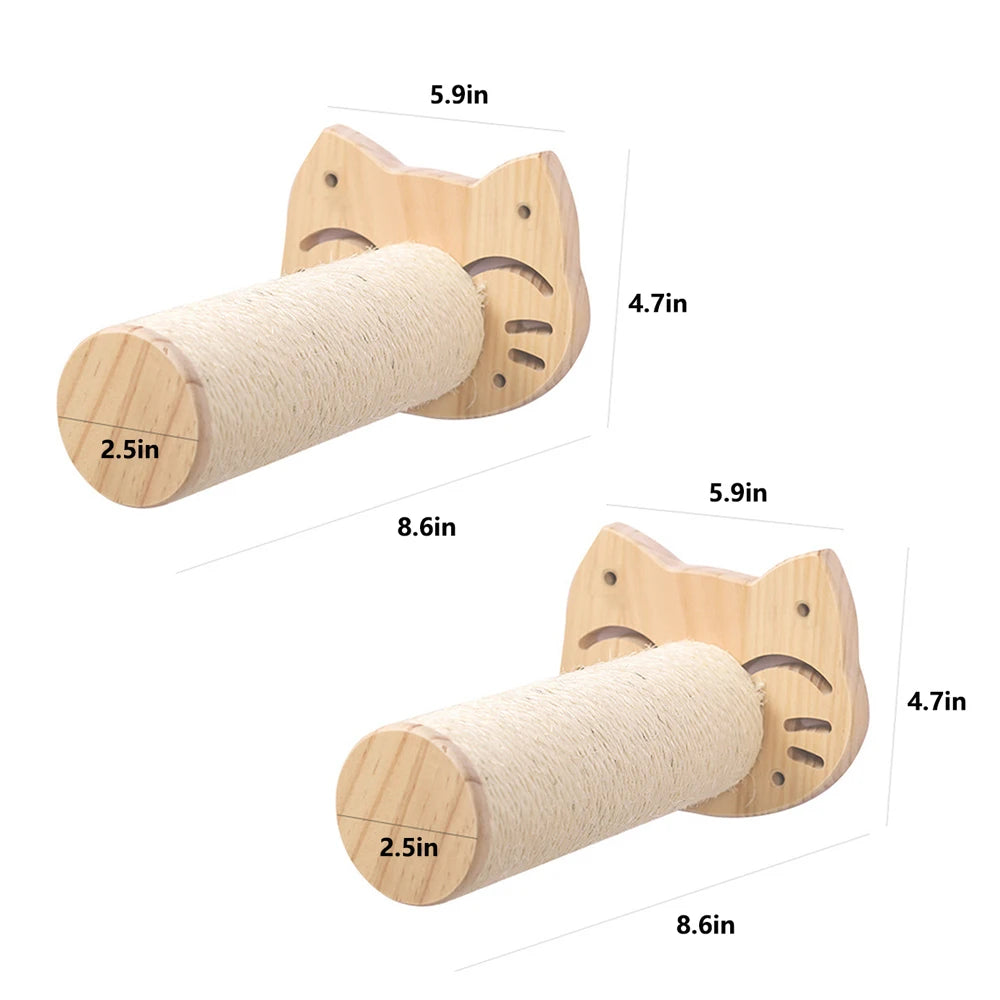 Wall-Mounted Cat Climbing Shelf with 4 Steps, Sisal Scratching Post, Pet Tower