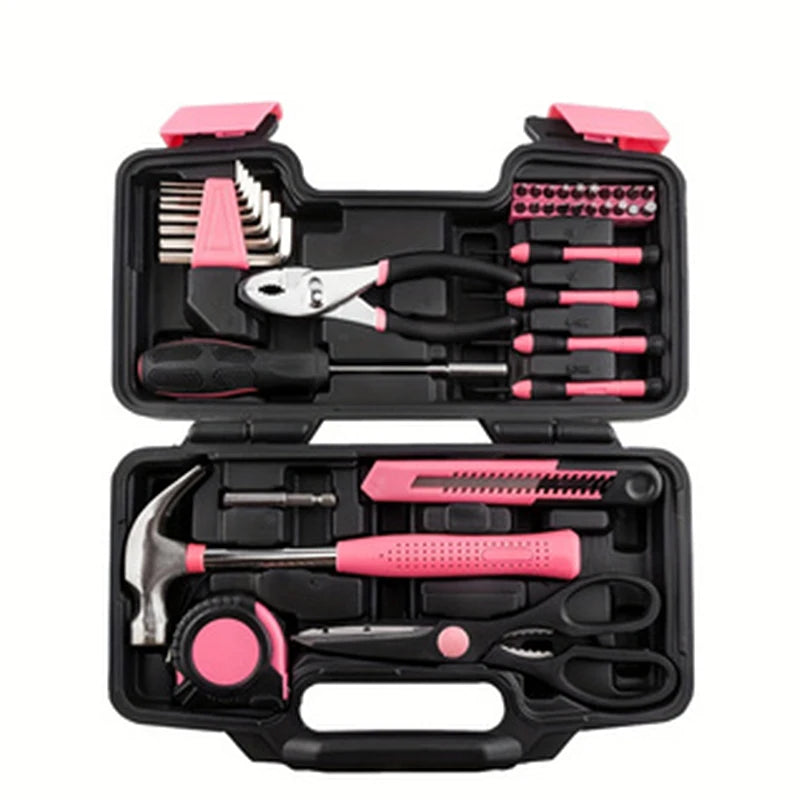 39-Piece Pink Tool Kit for Women – Essential Tools for Home, Garage & Office