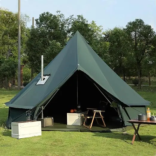 Yurt Canvas Tent with Stove Jack, 4/6/8 Person Family 4-Season Camping Tent