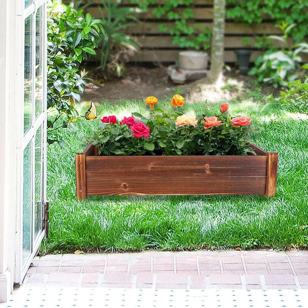 Large Wooden Raised Garden Bed, Elevated Planter Box for Vegetables & Flowers
