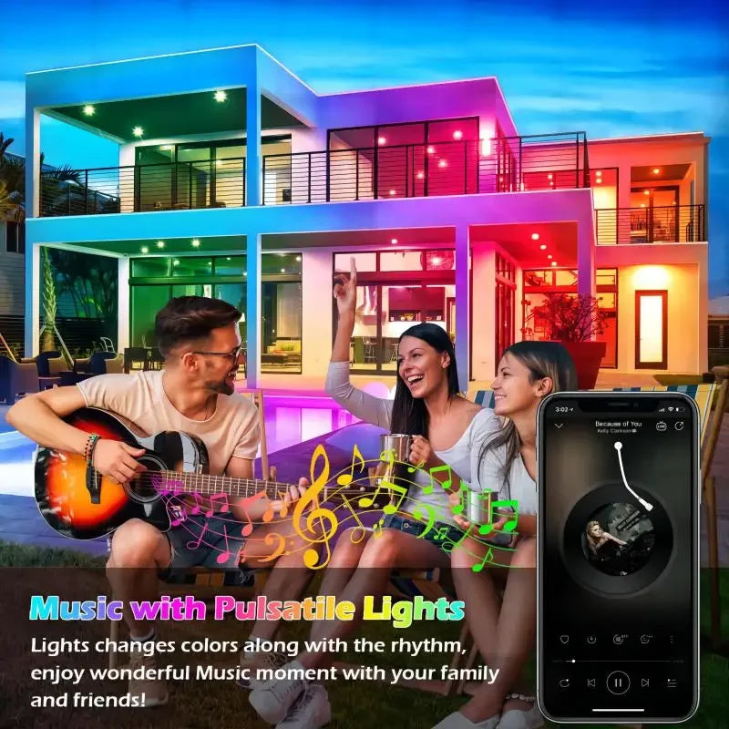 90 LED Smart Eaves Lights – RGB Outdoor String for Halloween & Ambient Lighting