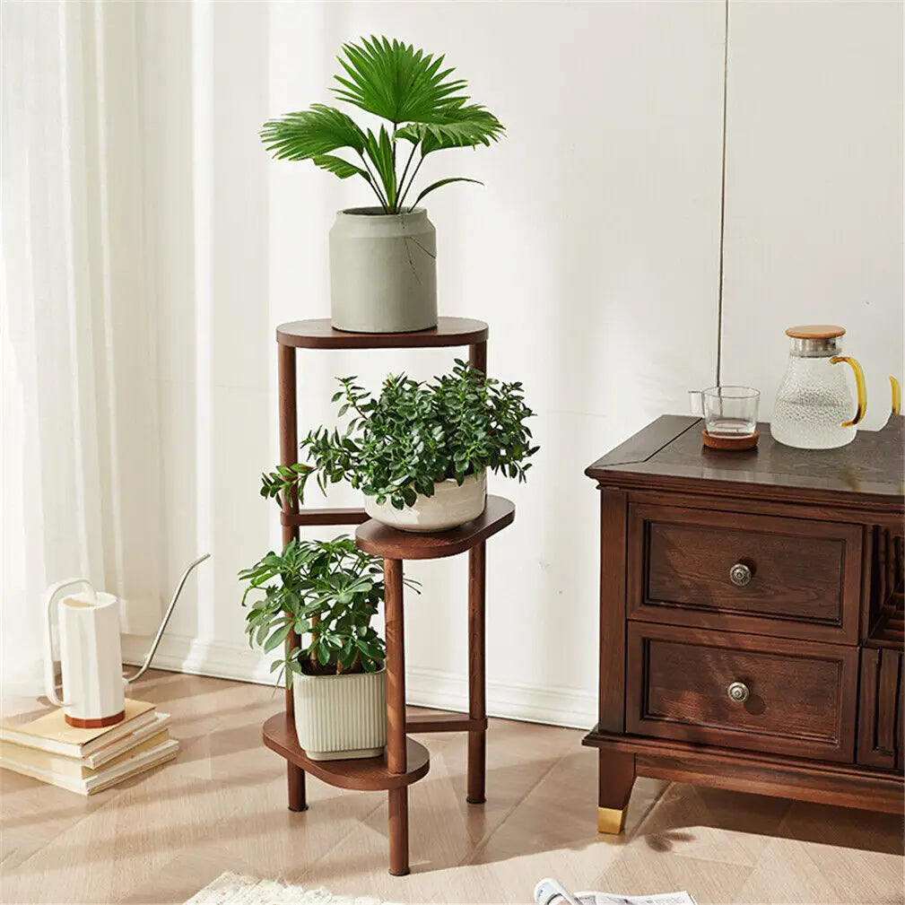 3-Tier Bamboo Corner Plant Stand – Tall Rack for Pots & Storage, Indoor/Outdoor