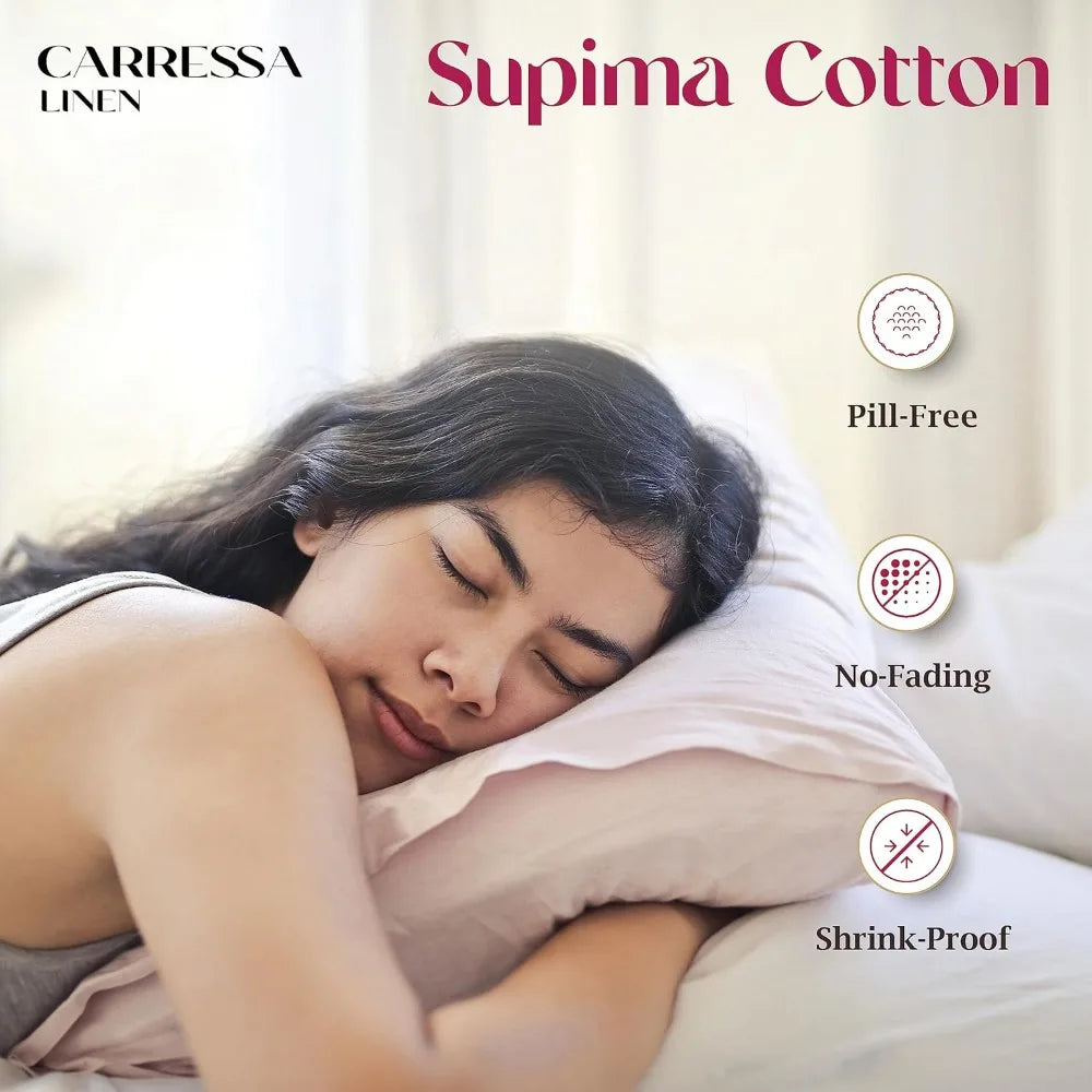 Luxury 100% Supima Cotton Queen Sheets, 1200 Thread Count, 4-Piece Ivory Set