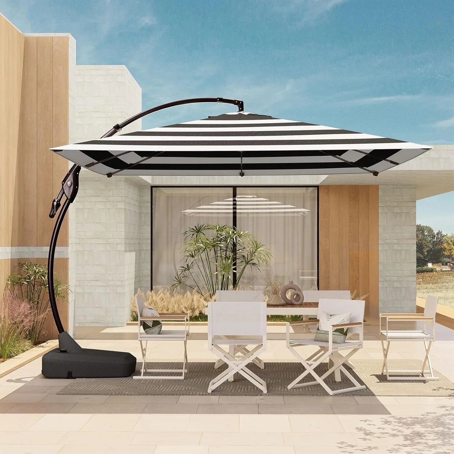 10x10 FT Square Cantilever Patio Umbrella – Aluminum, Offset with Base Included