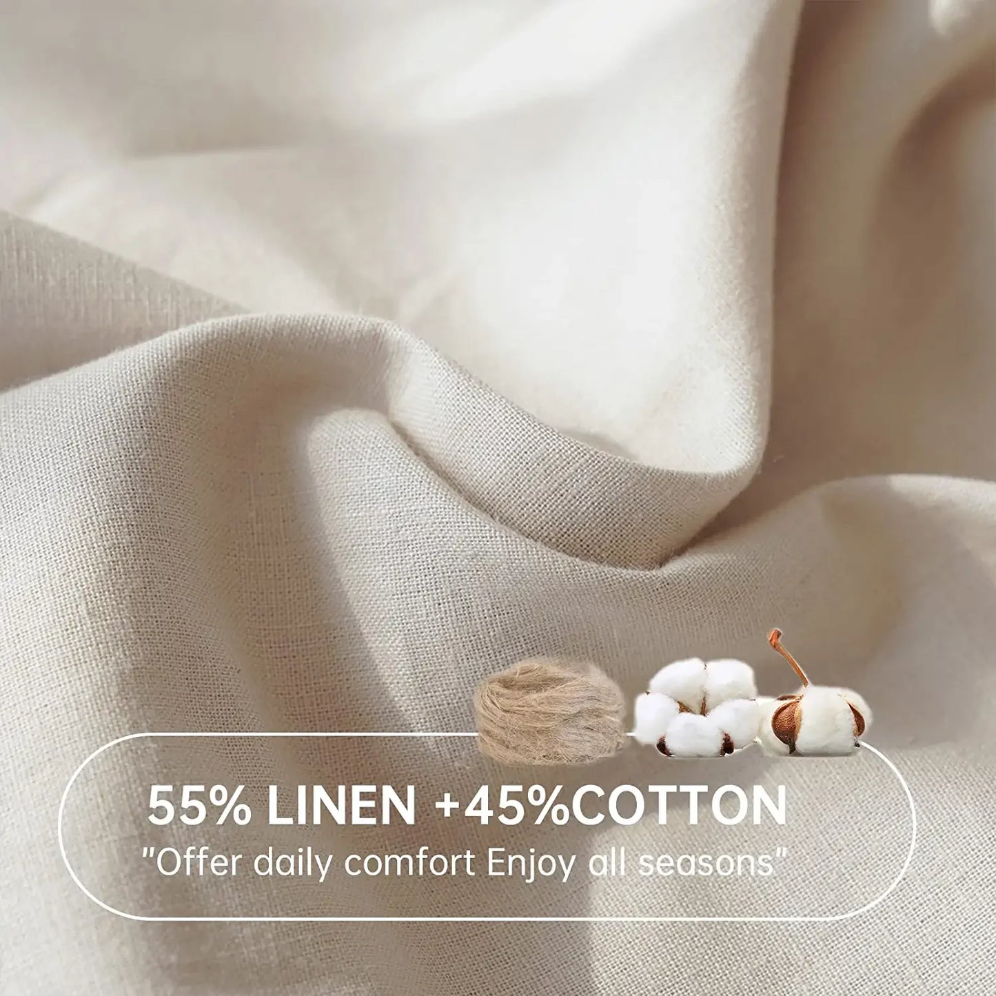Simple Opulence Linen Fitted Sheet – 14" Deep Pocket, Soft, Breathable Cotton