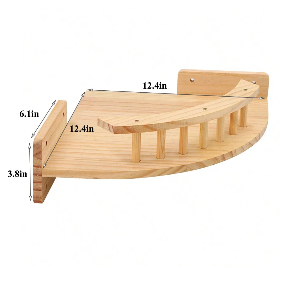 Wall-Mounted Cat Climbing Shelf with 4 Steps, Sisal Scratching Post, Pet Tower