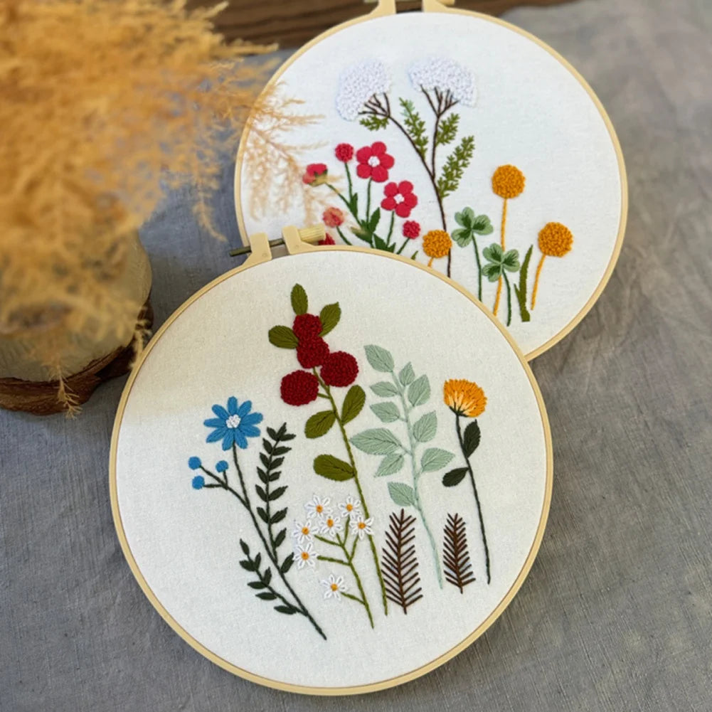 3-Piece DIY Embroidery Kit – Floral Patterns, Beginner-Friendly Cross Stitch