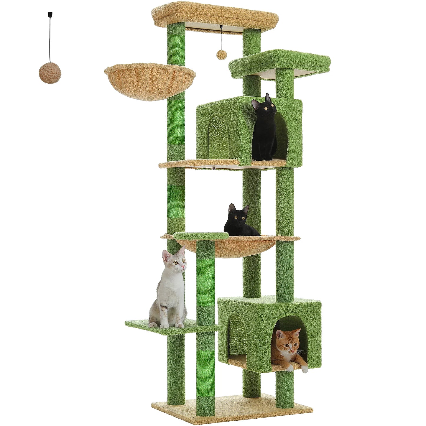 Large Cat Tree, Tall Multi-Level Condo with Scratching Posts, Perches, Caves