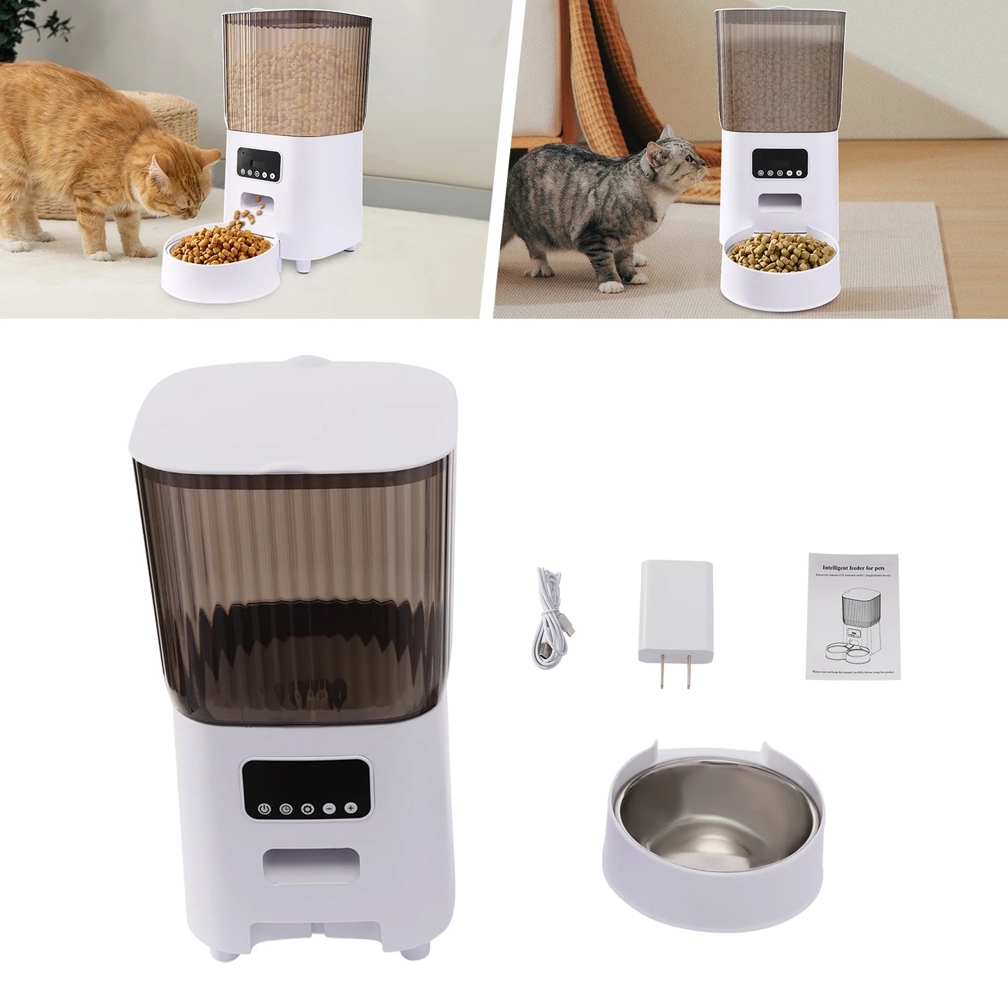 5L Intelligent Automatic Cat Food Dispenser, Timed Feeder for 9 Meals