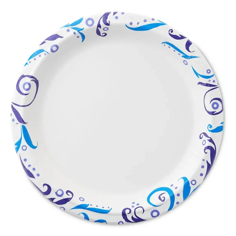 200ct 8.5" Patterned Paper Plates, Soak-Proof, Microwave Safe, Leak Resistant