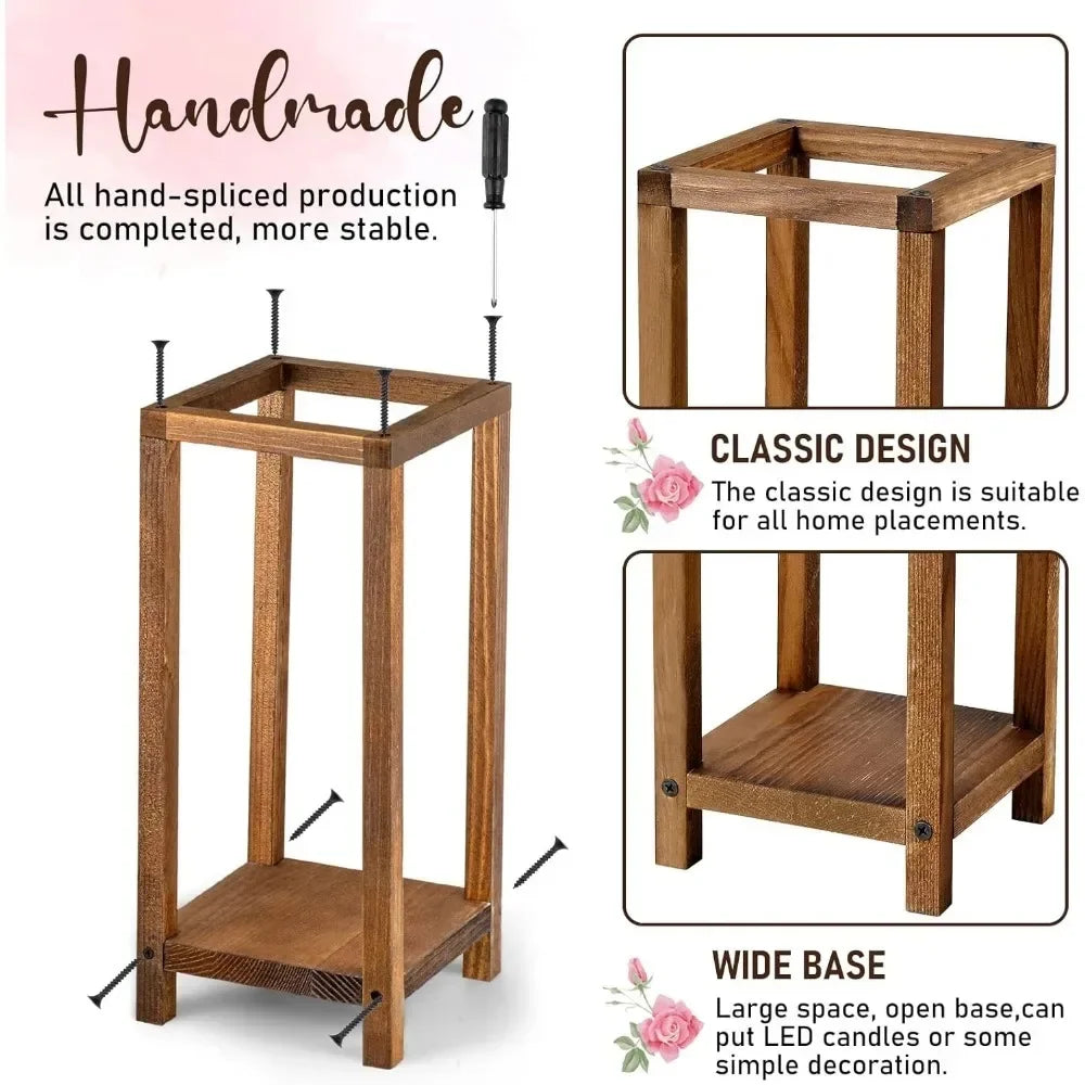 12 Sets Wooden Wedding Lanterns, Farmhouse Candle Holders, Centerpiece Decor