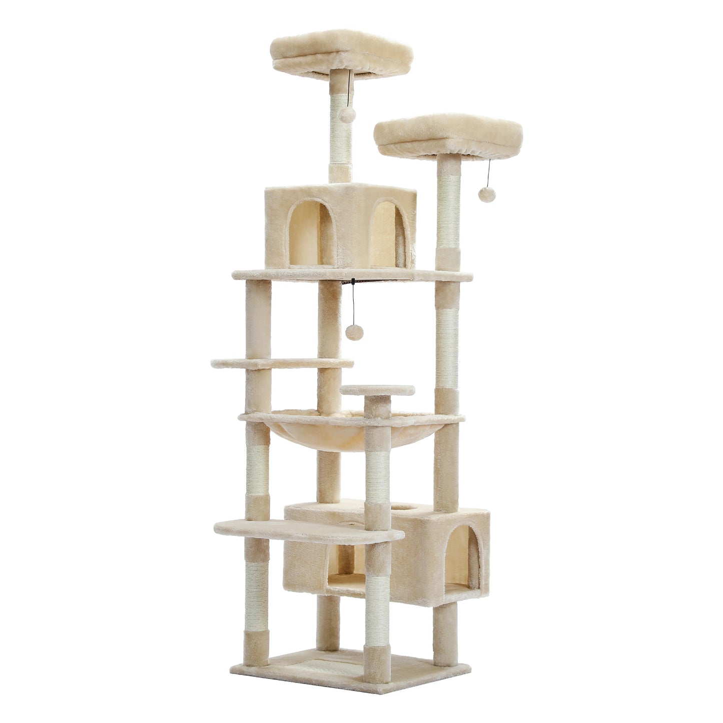 Large Cat Tree, Tall Multi-Level Condo with Scratching Posts, Perches, Caves