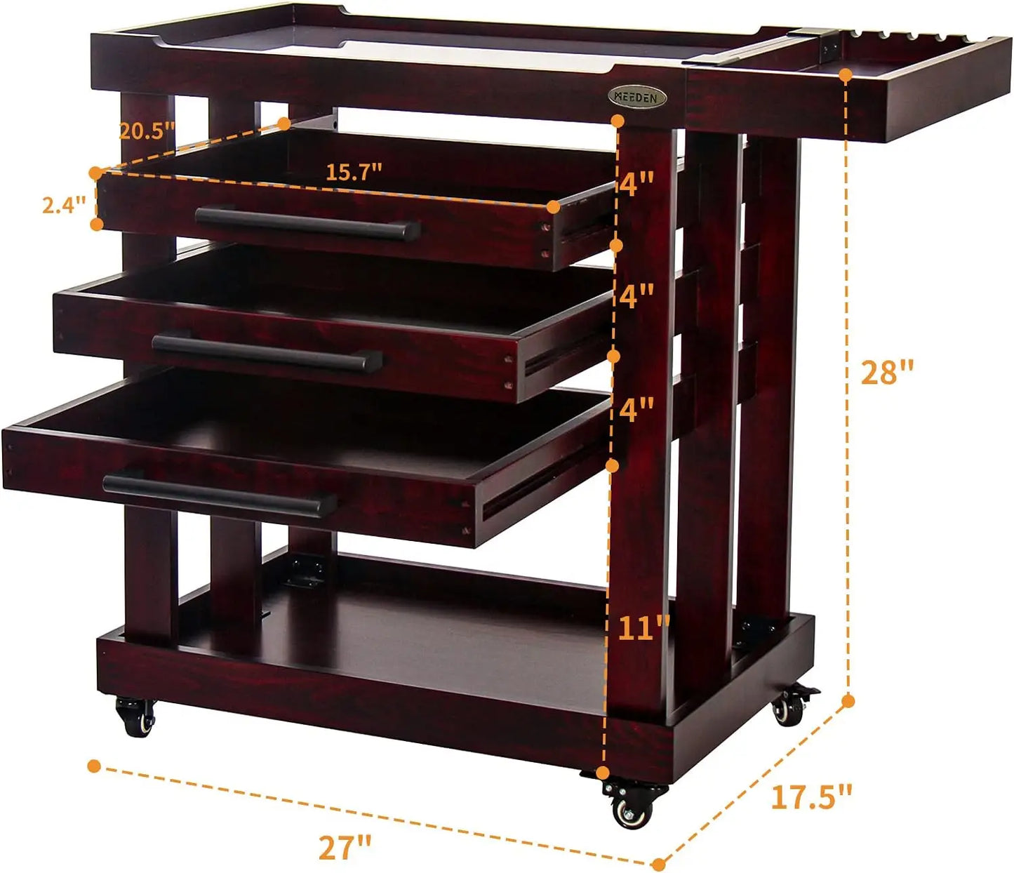 5-Tier Art Supply Storage Cart, Beech Wood Rolling Cart with 3 Drawers