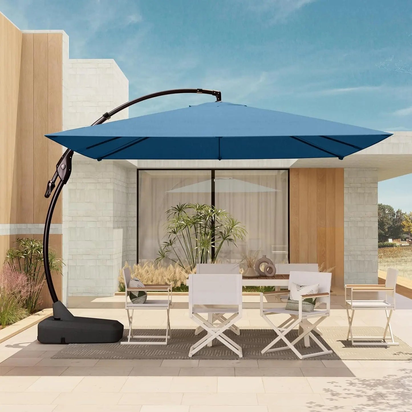 10x10 FT Square Cantilever Patio Umbrella – Aluminum, Offset with Base Included