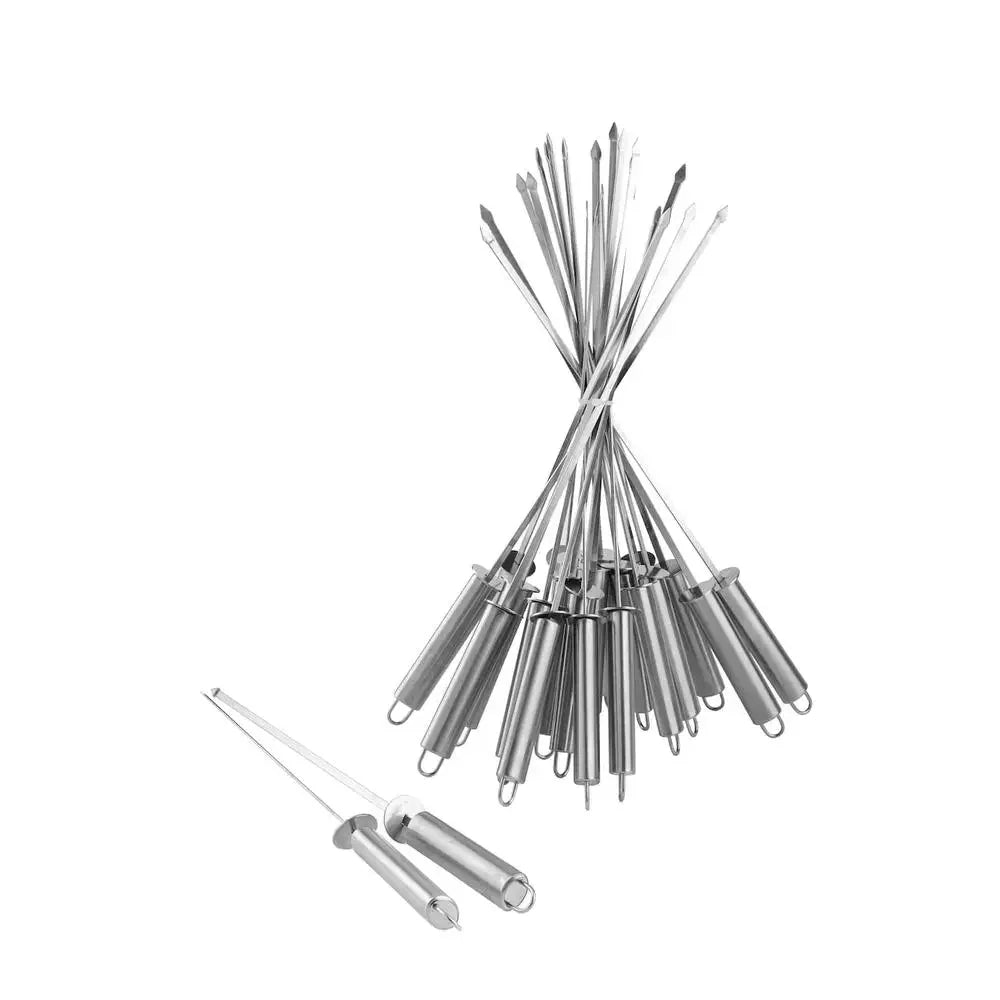 24-Pack Stainless Steel BBQ Skewers – Durable, High-Quality Grilling Accessories