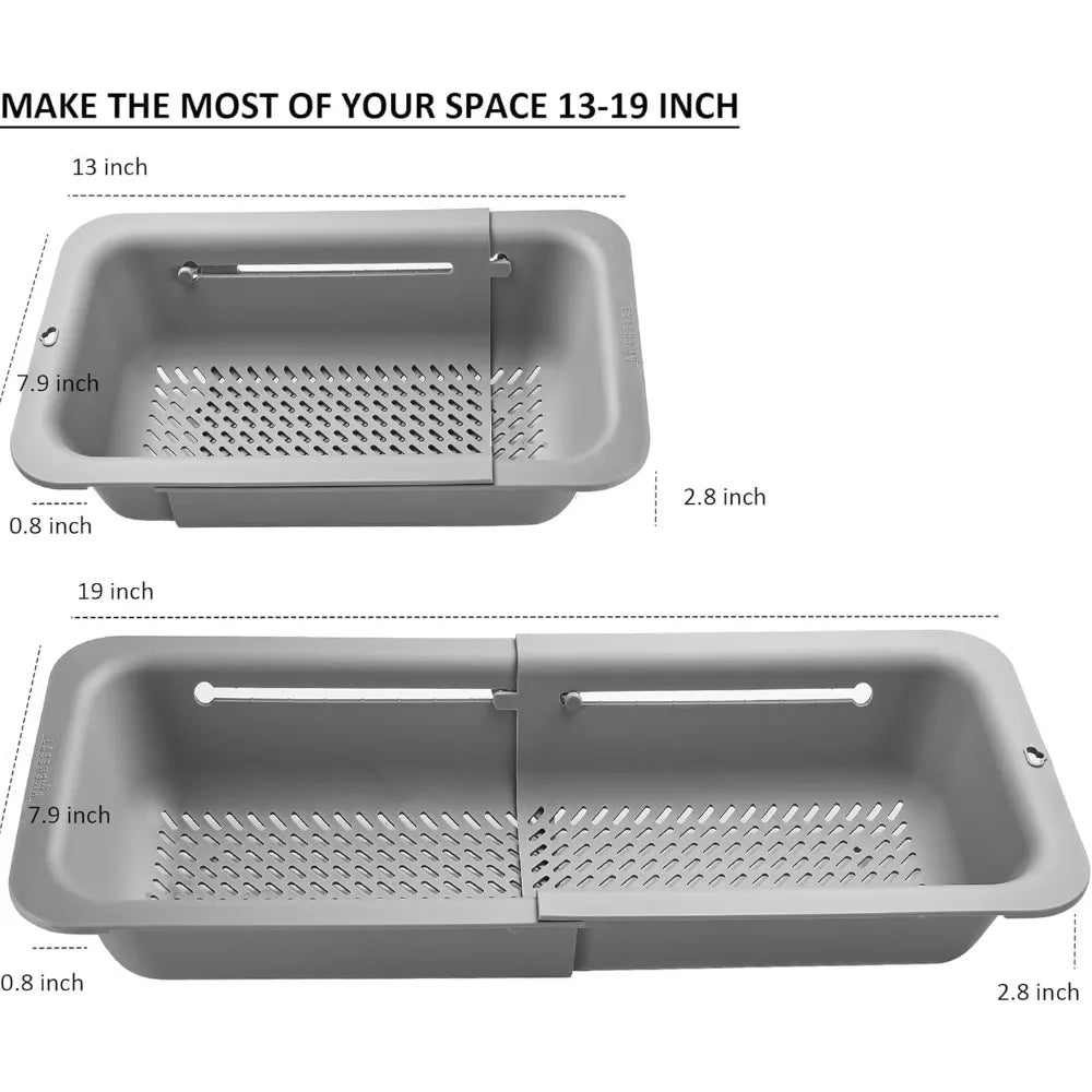 Kitchen foldable colander and filter, kitchen sink filter basket, fruit pasta food filter expansion plastic filter