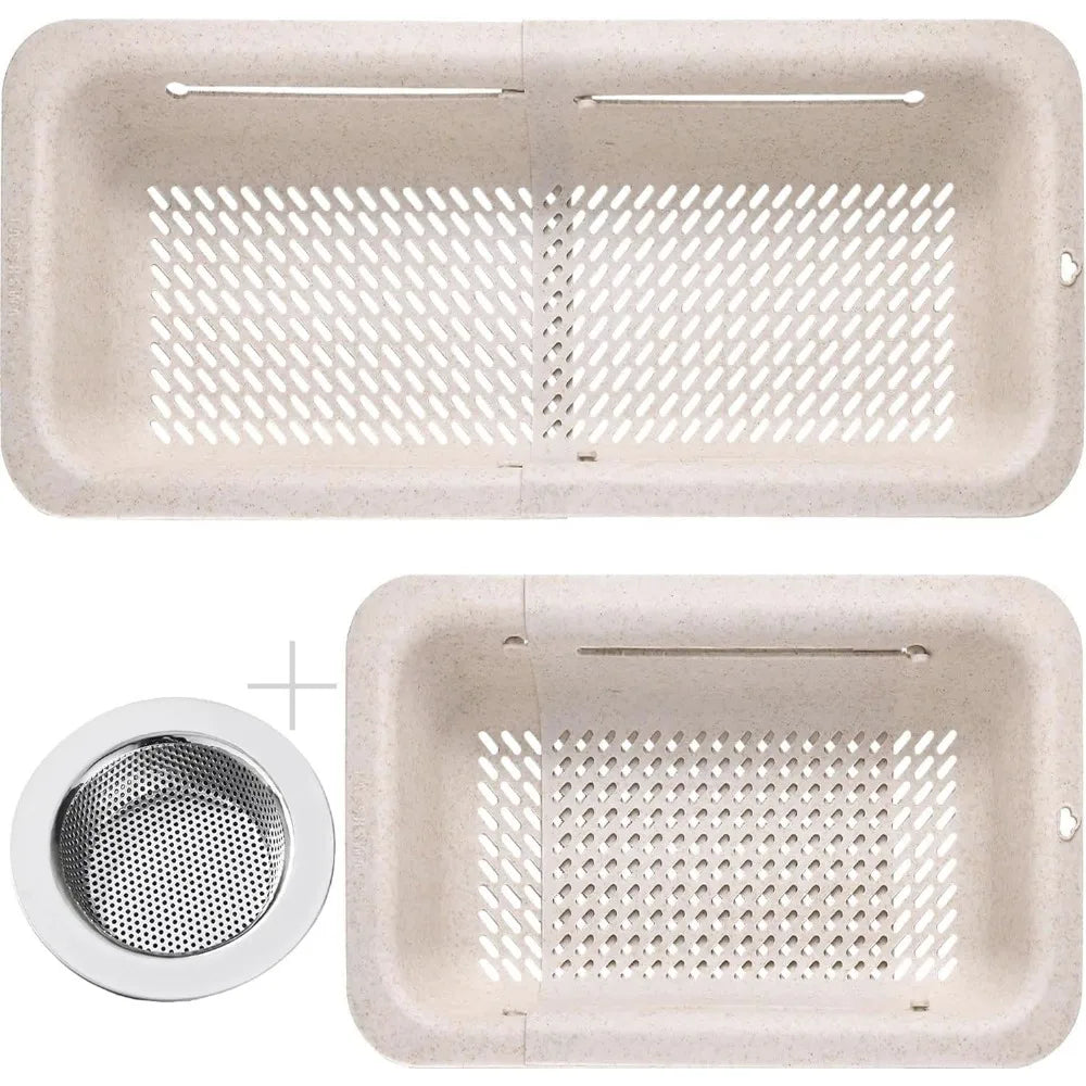 Kitchen foldable colander and filter, kitchen sink filter basket, fruit pasta food filter expansion plastic filter