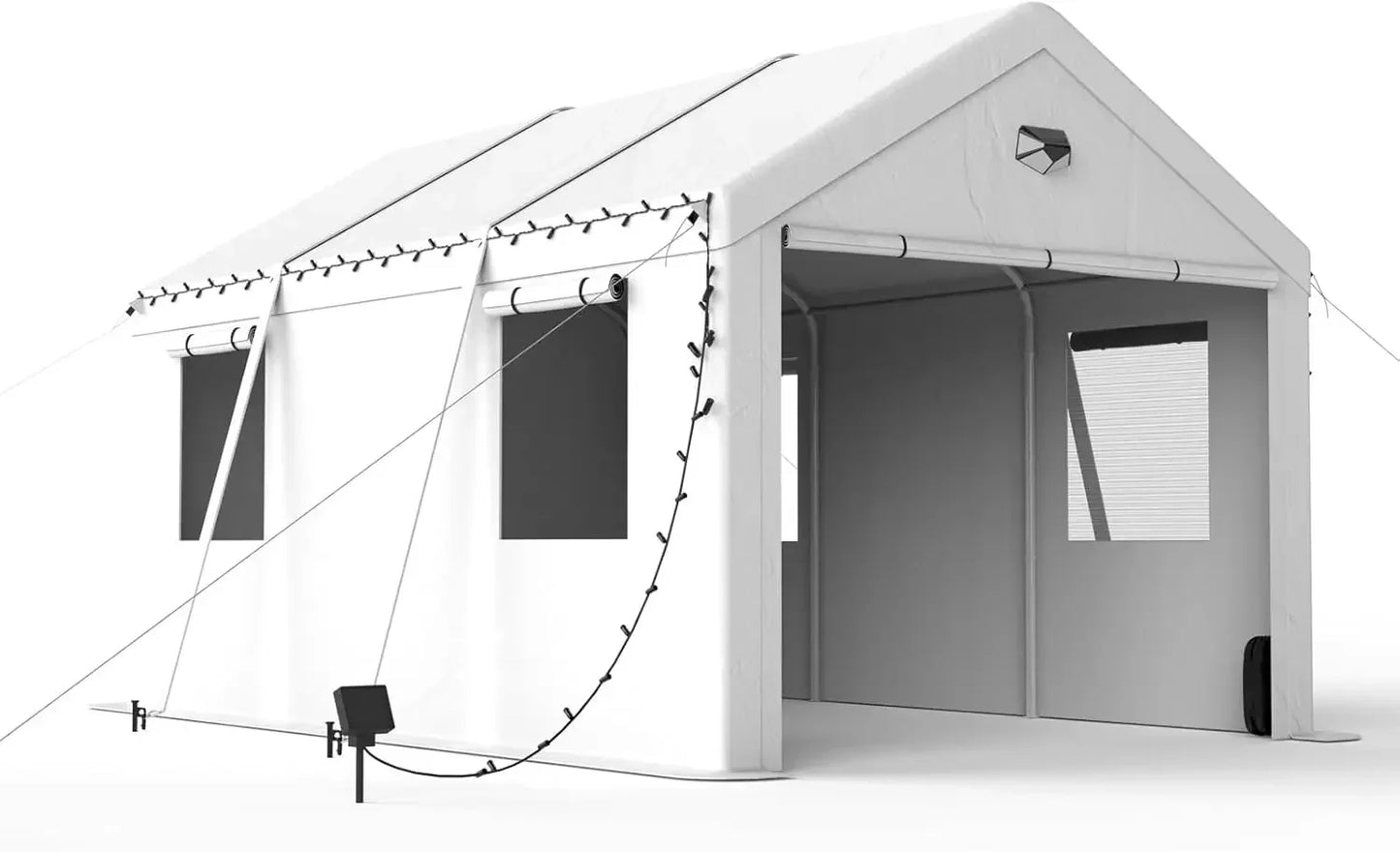 Heavy-Duty Portable Carport Garage Canopy with Roll-Up Doors, All-Weather Shelter