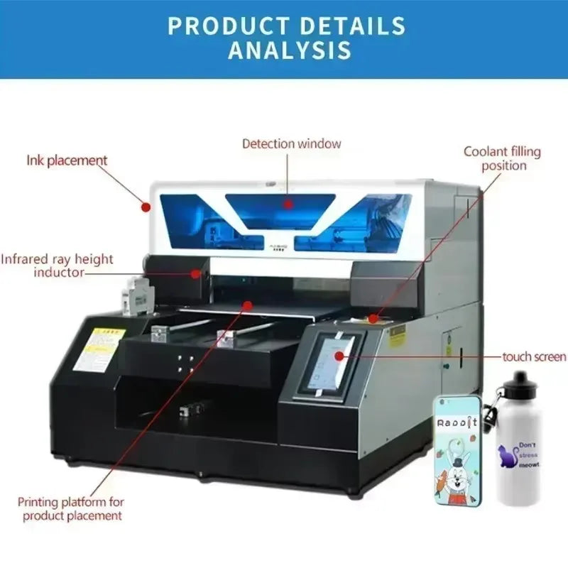 VEVOR A3 A4 UV Flatbed Printer for Stickers, Bottles, Phone Cases & More