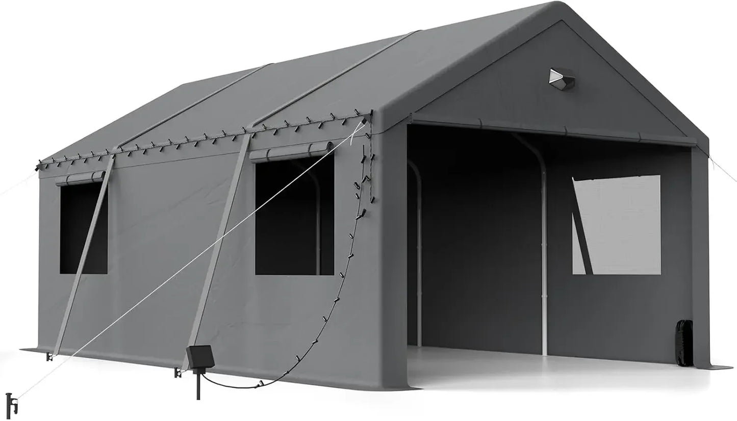 Heavy-Duty Portable Carport Garage Canopy with Roll-Up Doors, All-Weather Shelter