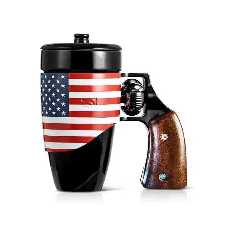 Pukomc 16oz Ceramic Coffee Mug with Rotatable Wooden Handle, Leak & Scald-Proof